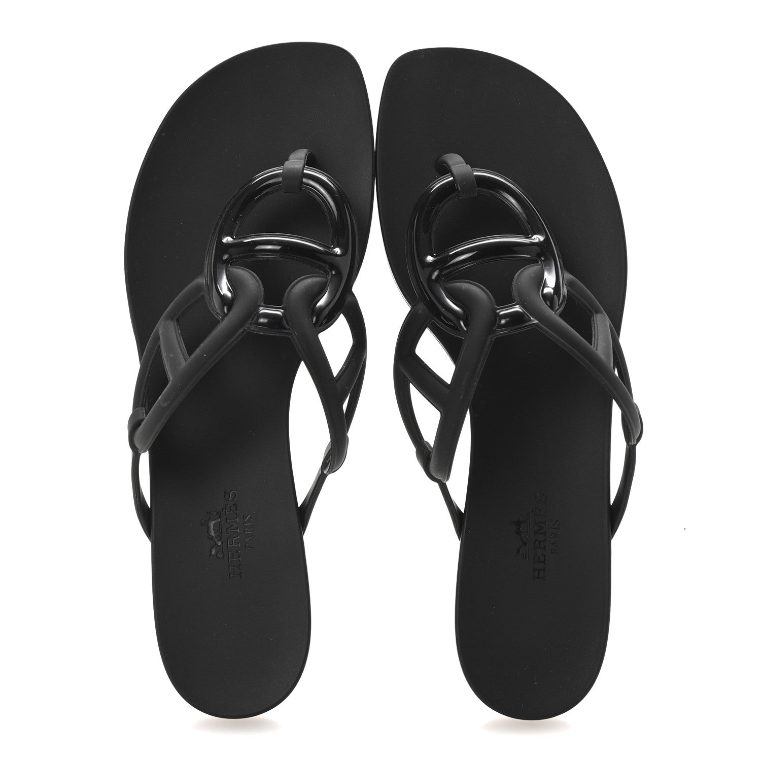 Hermes Rubber Womens Egerie Sandals 37 Black 2 of 9