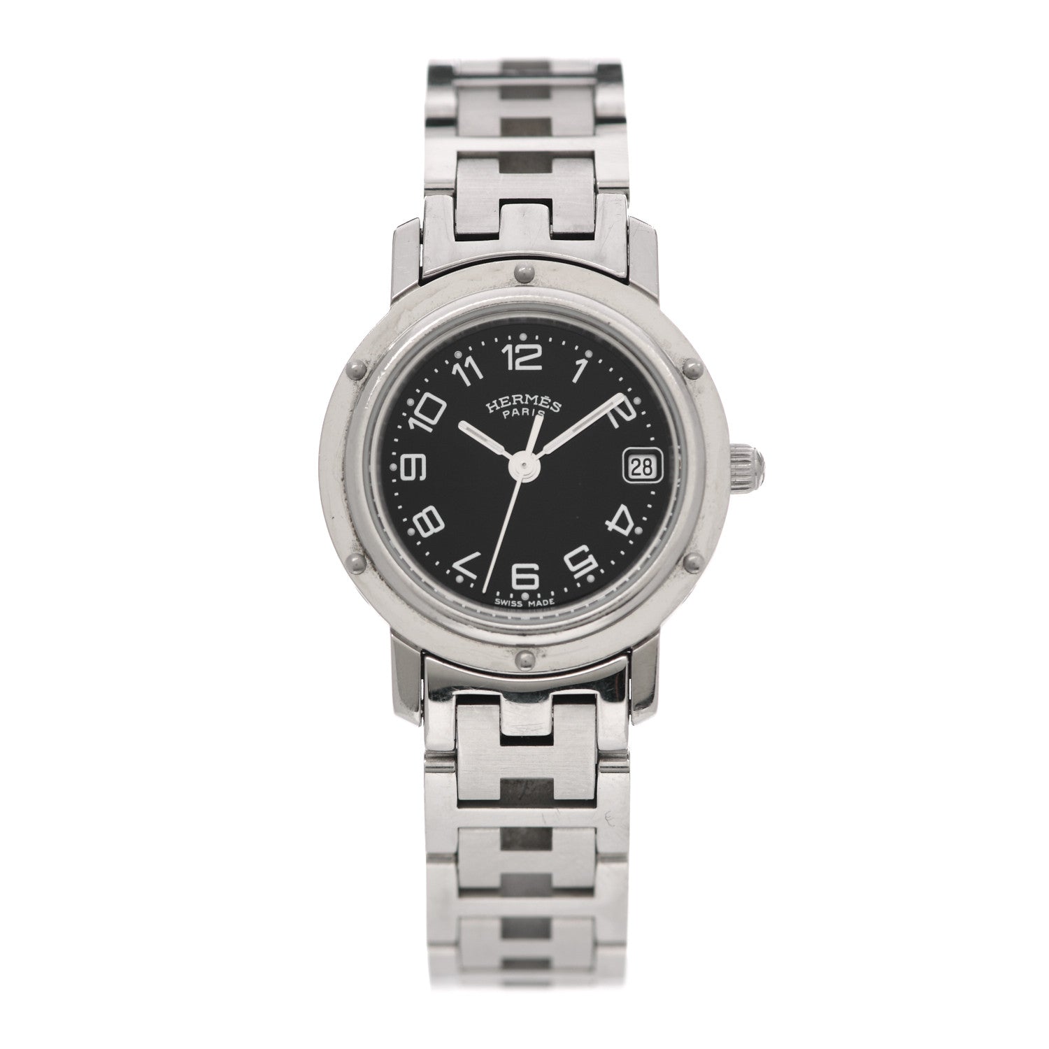 Hermes Stainless Steel 24mm Clipper Quartz Watch Black 1 of 9