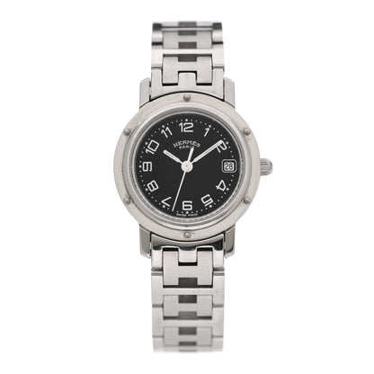 Hermes Stainless Steel 24mm Clipper Quartz Watch Black 1 of 9