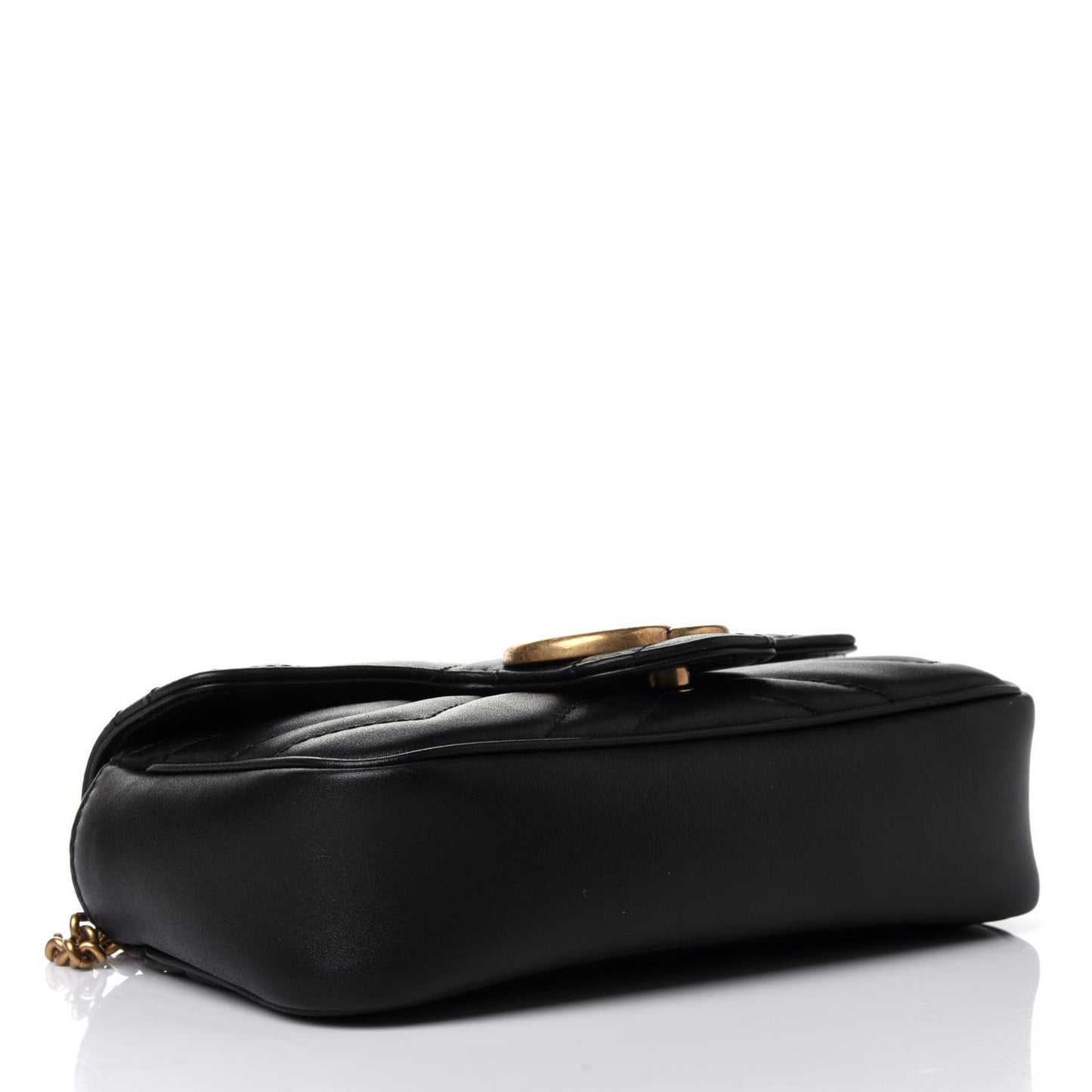 Calfskin Matelasse Super Mini GG Marmont Shoulder Bag Black