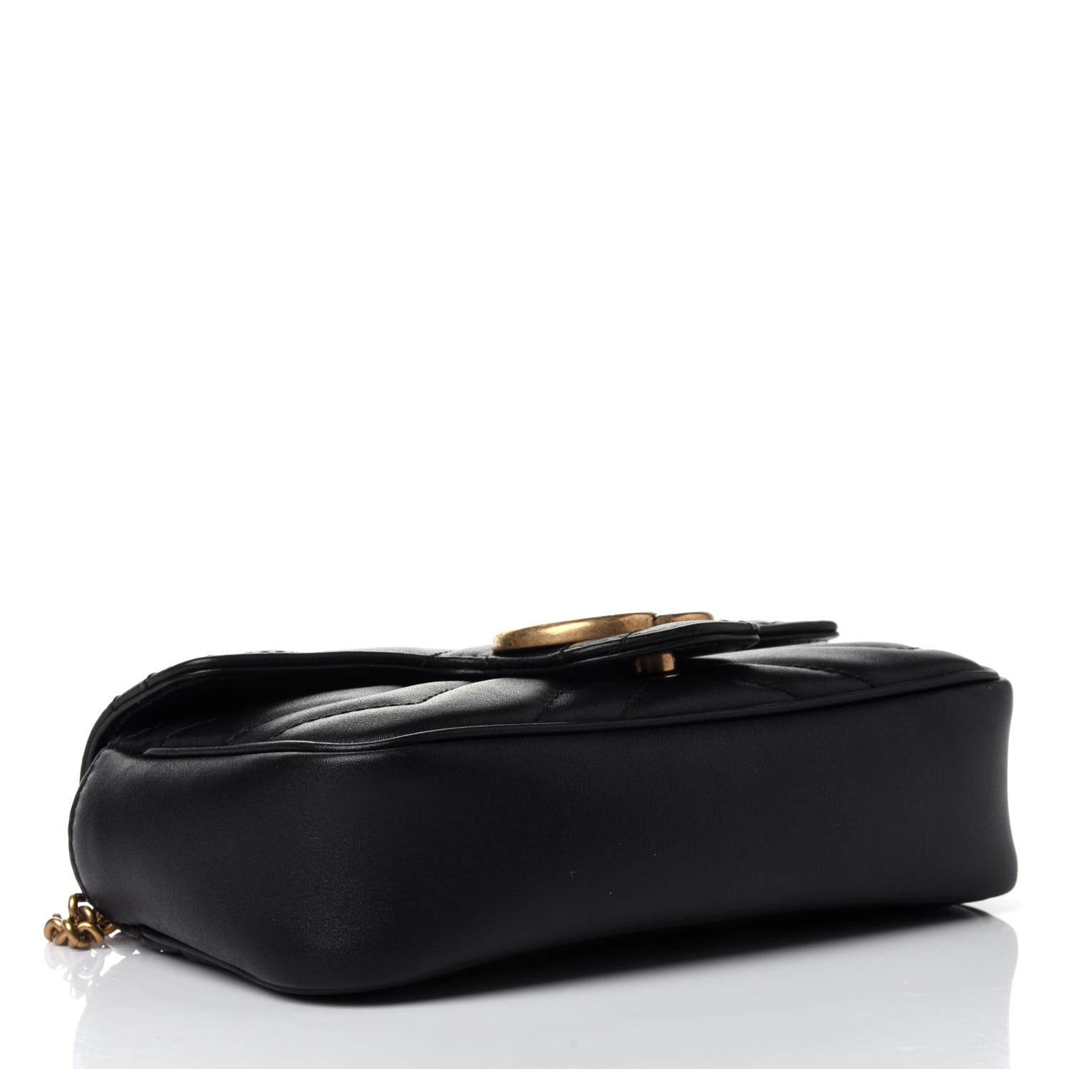 Gucci Calfskin Matelasse Super Mini GG Marmont Shoulder Bag Black 3 of 4