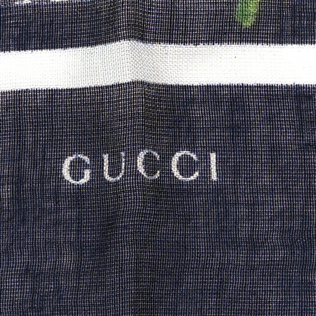 Gucci Modal Silk Monogram New Bloom GG Square Scarf Midnight Blue Sky Blue 2 of 4