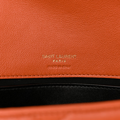 Saint Laurent Lambskin Chevron Quilted Mini Loulou Bag Celosia Orange 7 of 12