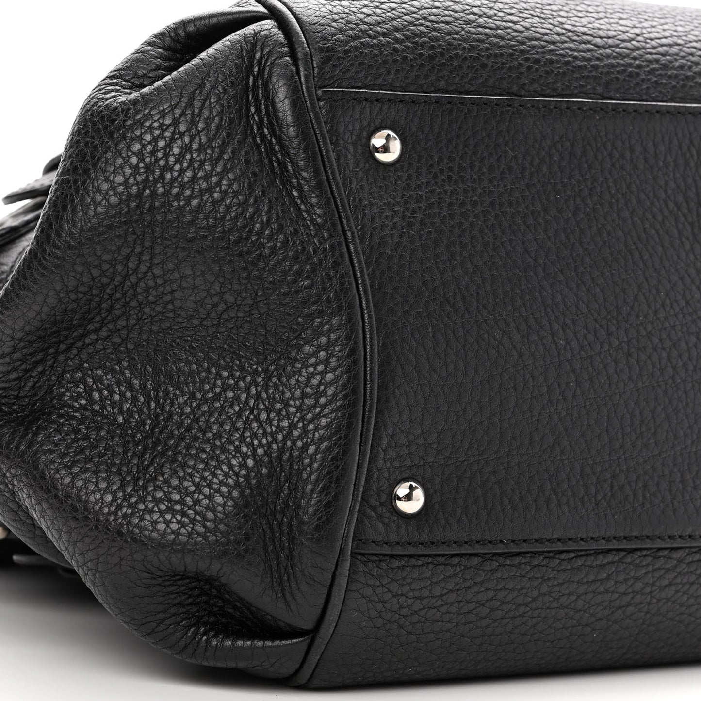 Grained Calfskin Gancio Top Handle Convertible Satchel Black
