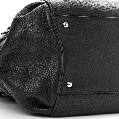 Salvatore Ferragamo Grained Calfskin Gancio Top Handle Convertible Satchel Black 8 of 10