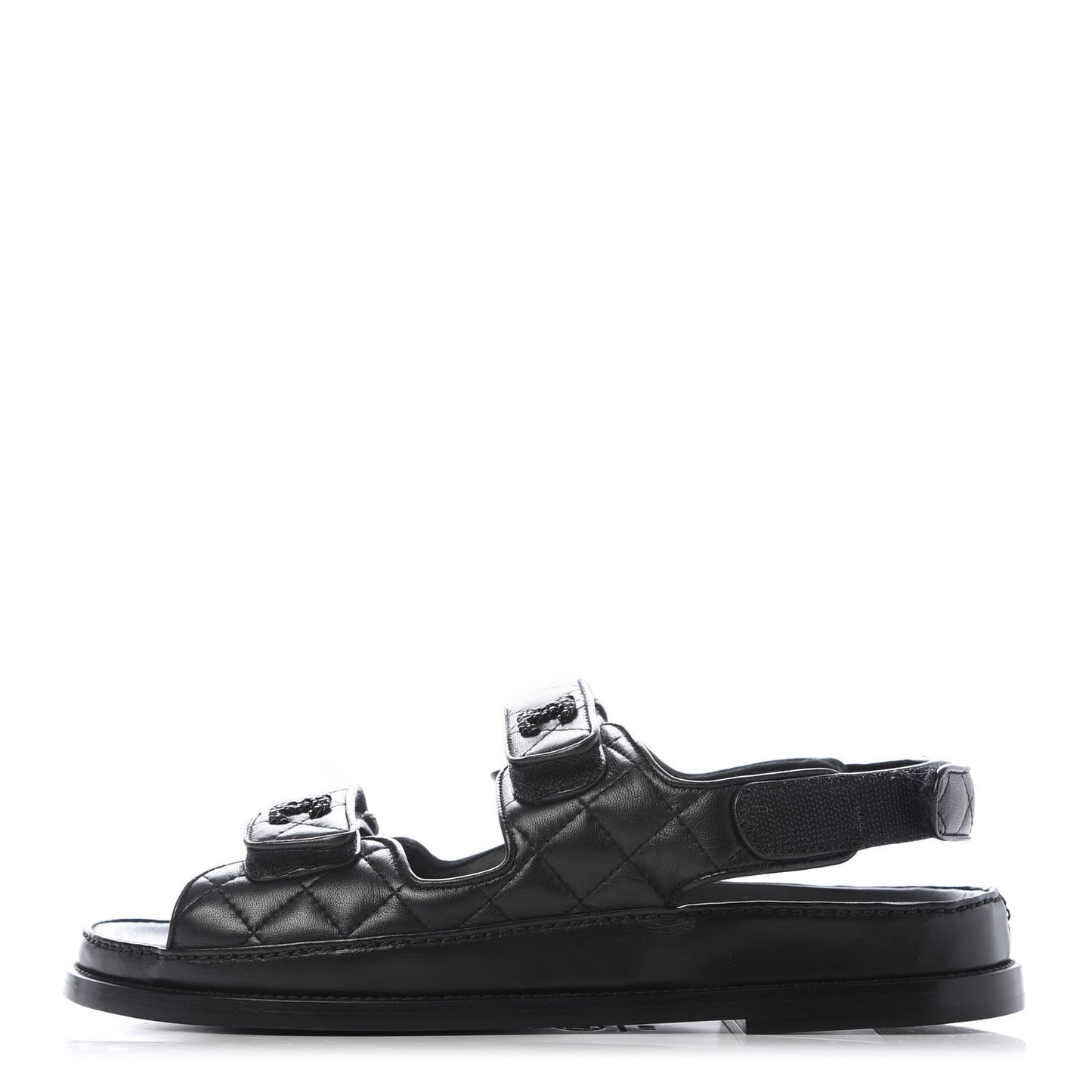 Lambskin Velcro Dad Sandals 39.5 Black