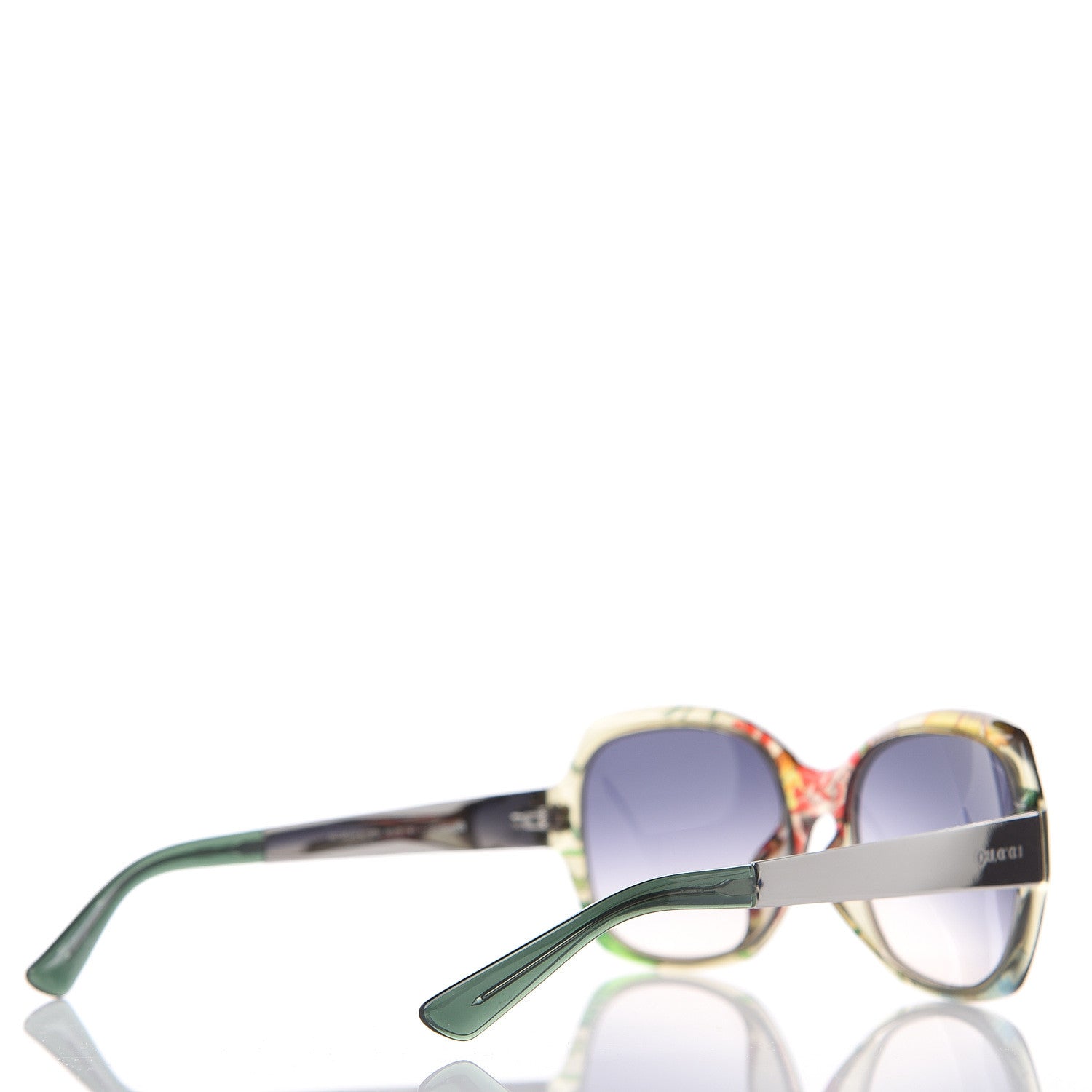 Gucci Oversized Acetate Frame Floral Sunglasses GG 3803/F/S Green 4 of 8