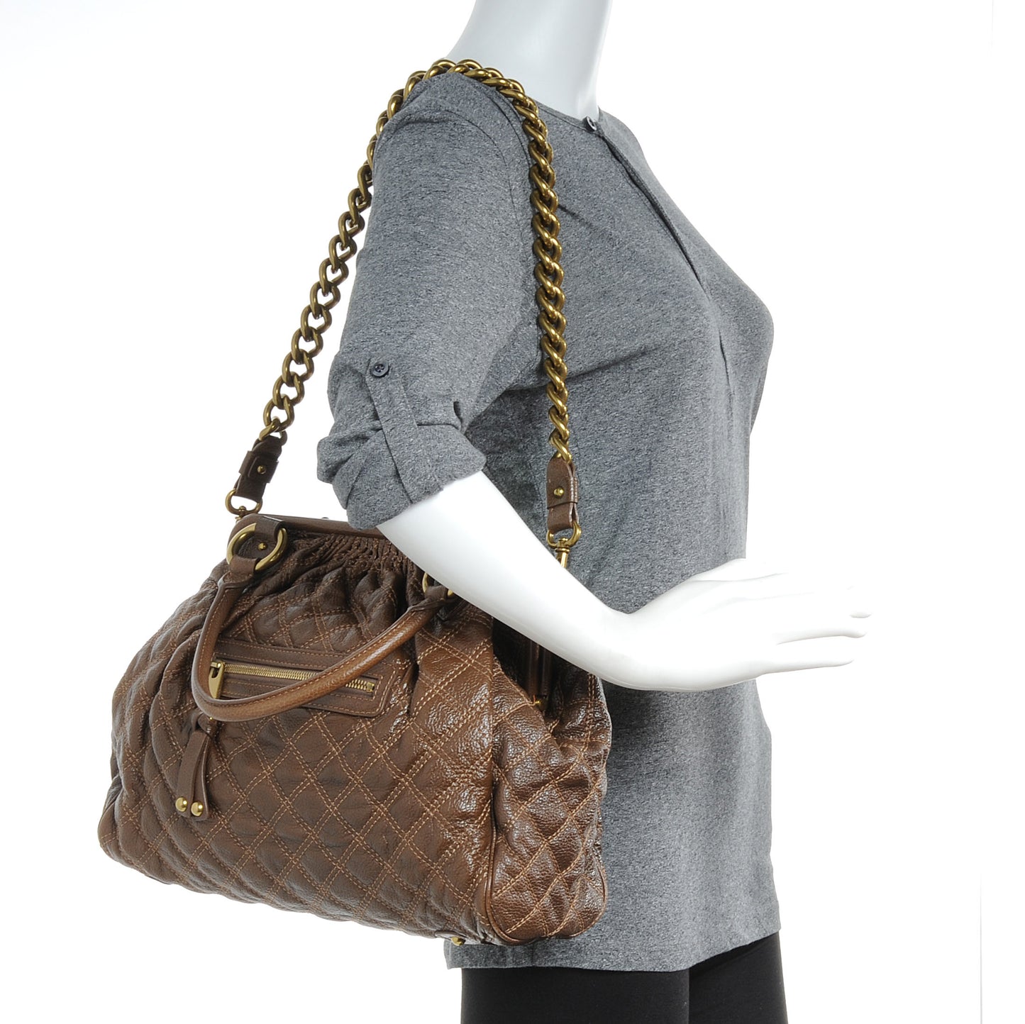 Quilted Leather Stam Taupe