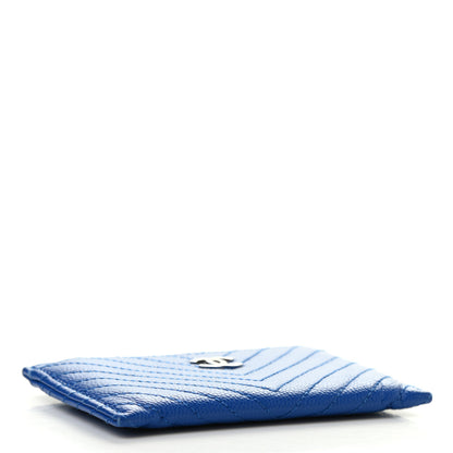 Chanel Caviar Chevron Quilted Card Holder Bright Blue 4 of 8