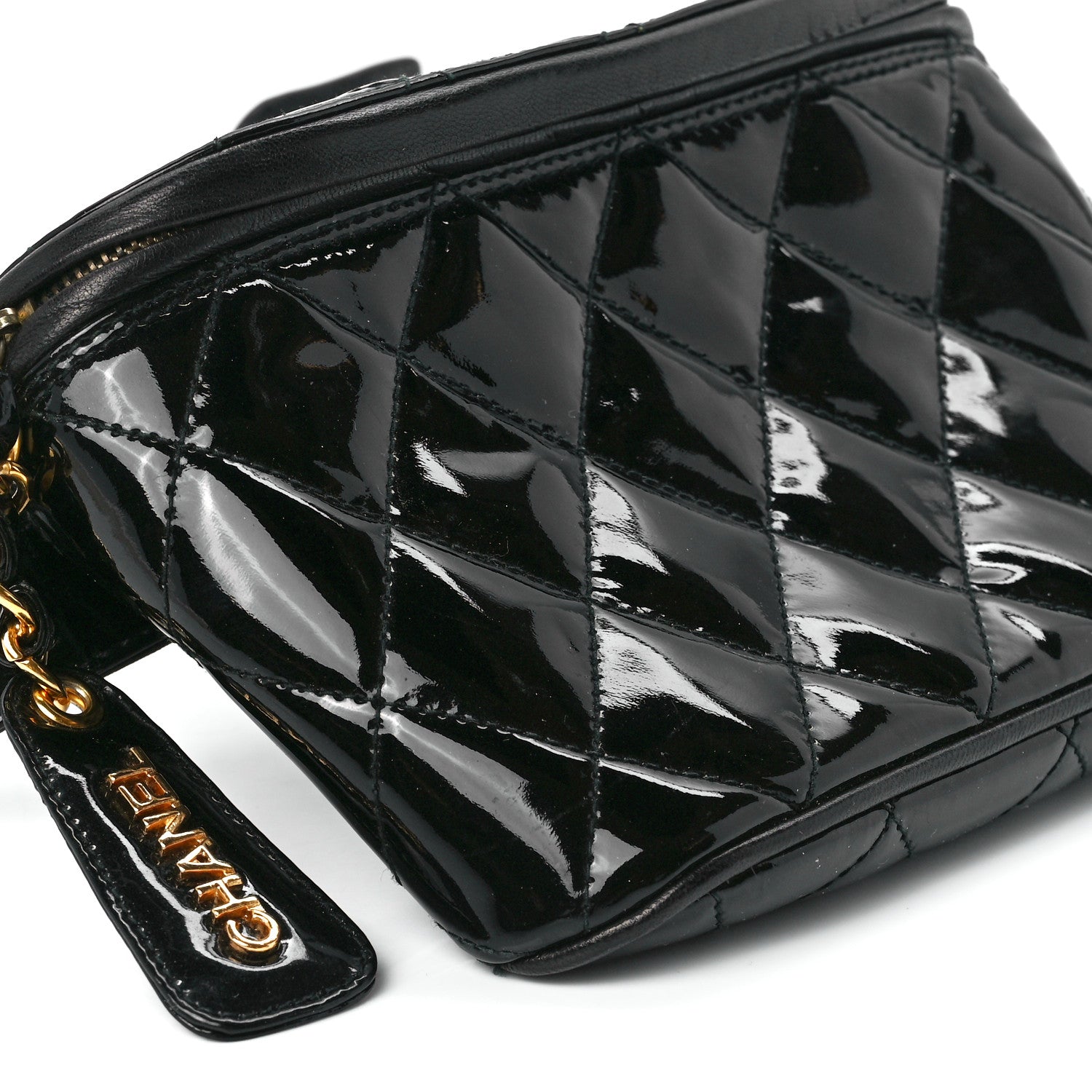 Chanel Patent Calfskin Quilted Waist Belt Bag 75 30 Black 9 of 11