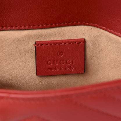 Gucci Calfskin Matelasse Super Mini GG Marmont Shoulder Bag Hibiscus Red 7 of 8