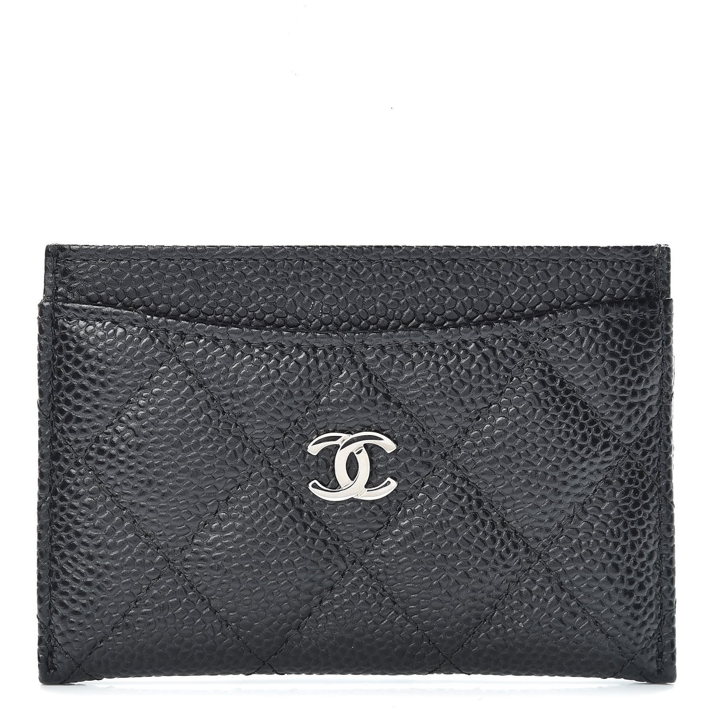 Caviar Quilted Card Holder Black