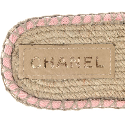 Chanel Denim CC Espadrille Mules 38 Pink Black 8 of 12