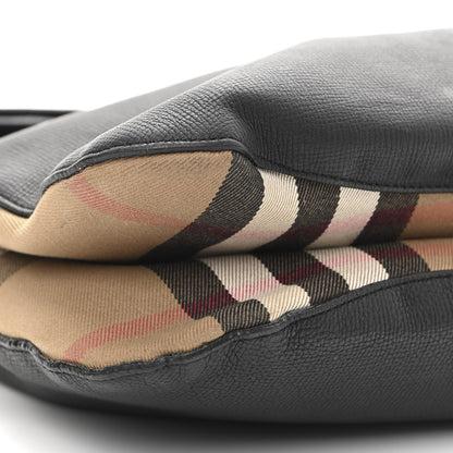 Burberry Derby Calfskin House Check Cornwall Hobo Black 10 of 14