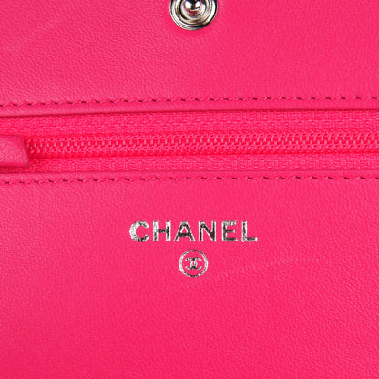 Chanel Lambskin Quilted Wallet On Chain WOC Dark Pink 6 of 8
