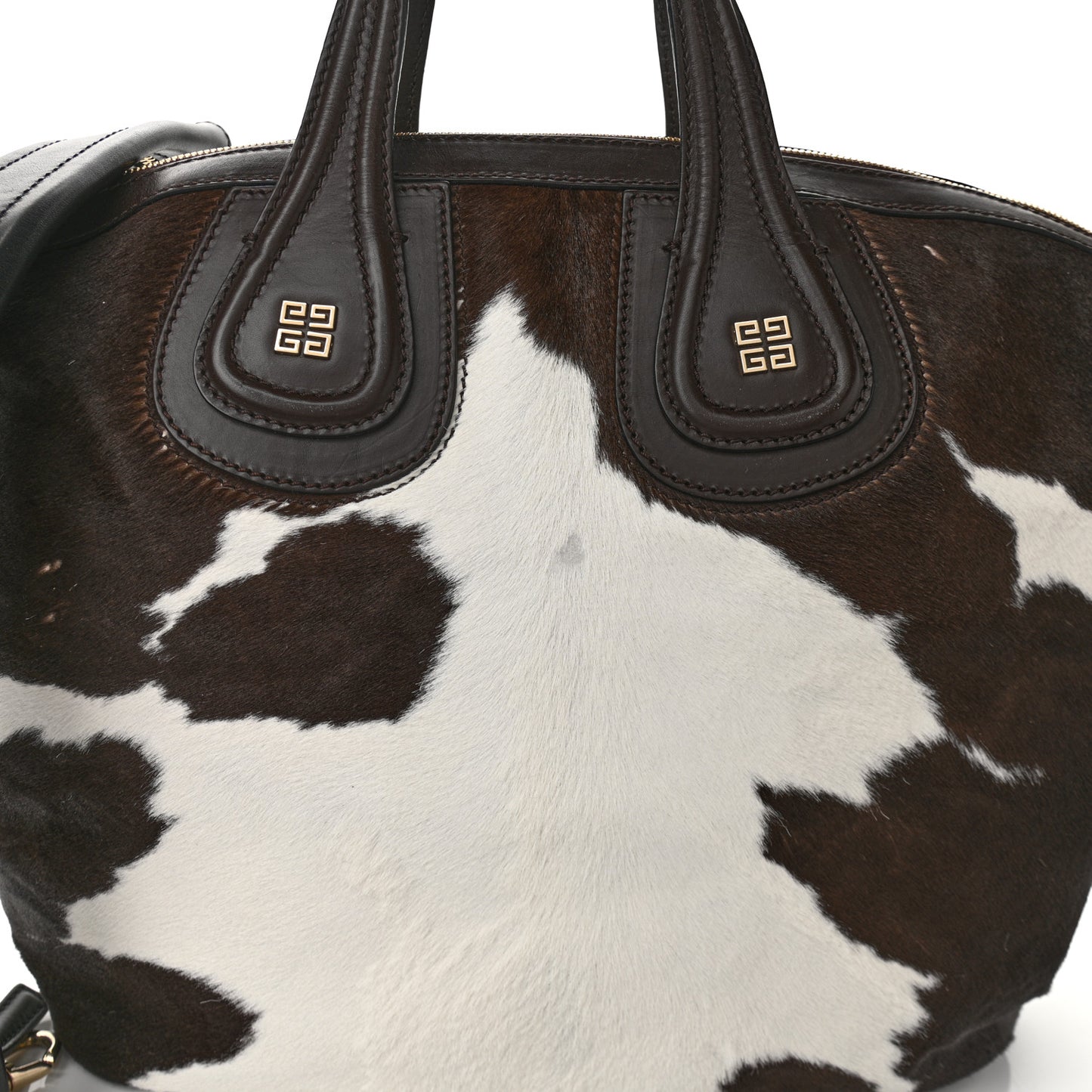 Calf Hair Cow Print Small Nightingale Brown White