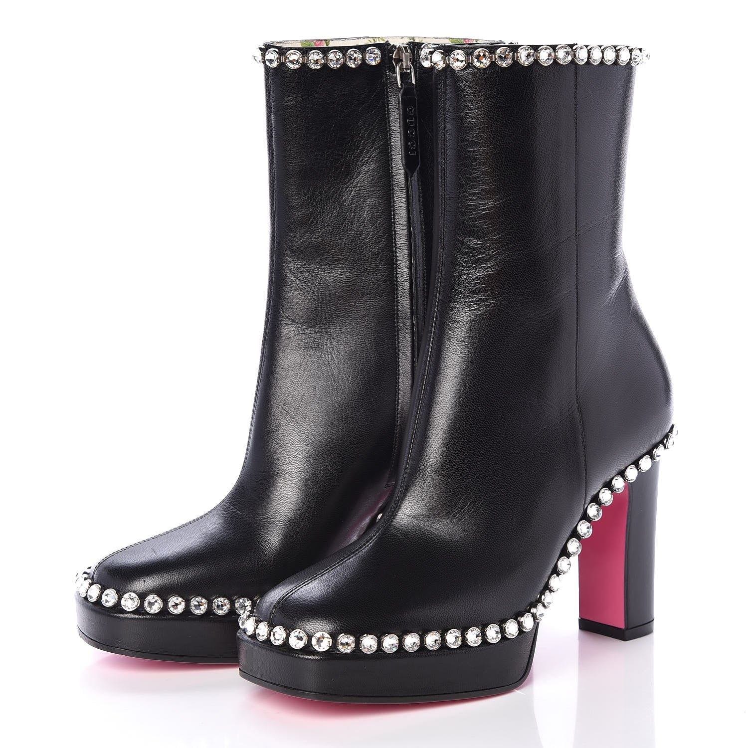 Gucci Malaga Kid Olympia Crystal Embellished Boots 35 Black 3 of 7