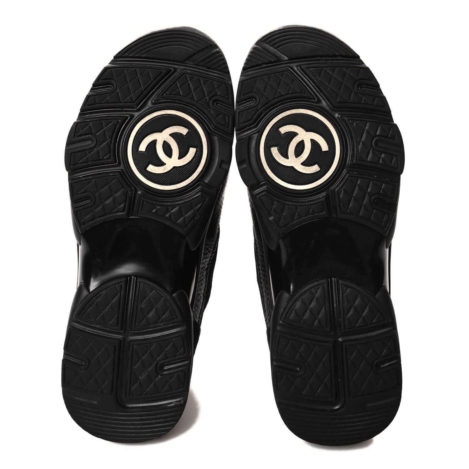 Chanel Mesh Suede Grained Calfskin Womens CC Sneakers 37 Black White 5 of 8