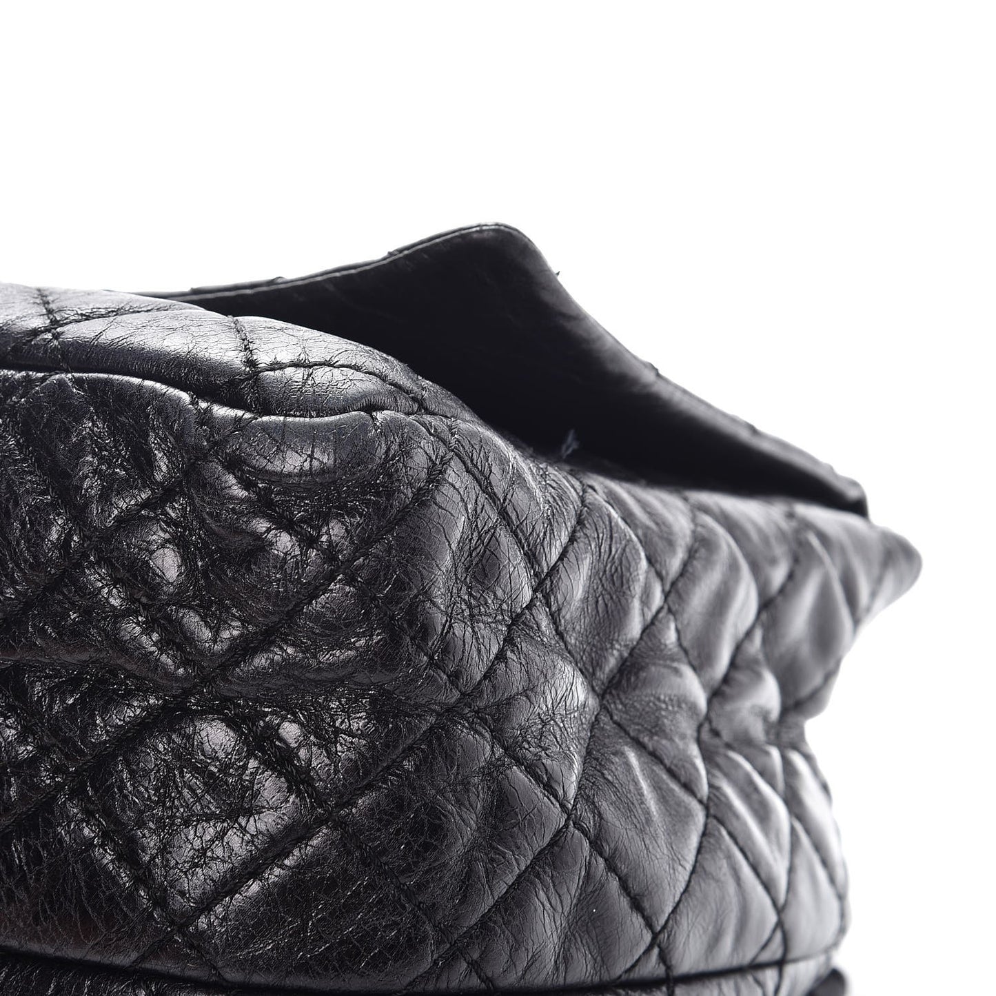Metallic Aged Calfskin Quilted Reissue 2.55 Accordion Flap Black