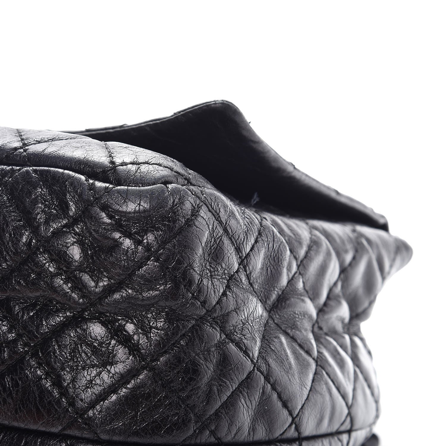 Chanel Metallic Aged Calfskin Quilted Reissue 2.55 Accordion Flap Black 13 of 16