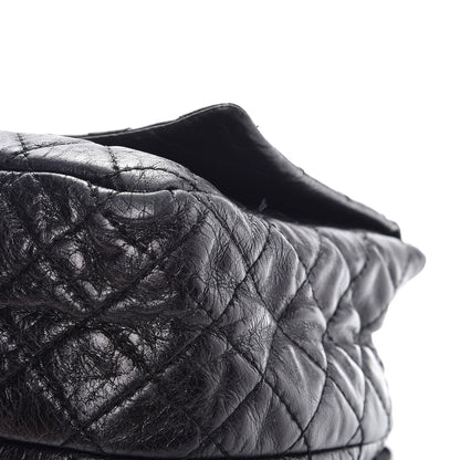 Chanel Metallic Aged Calfskin Quilted Reissue 2.55 Accordion Flap Black 13 of 16