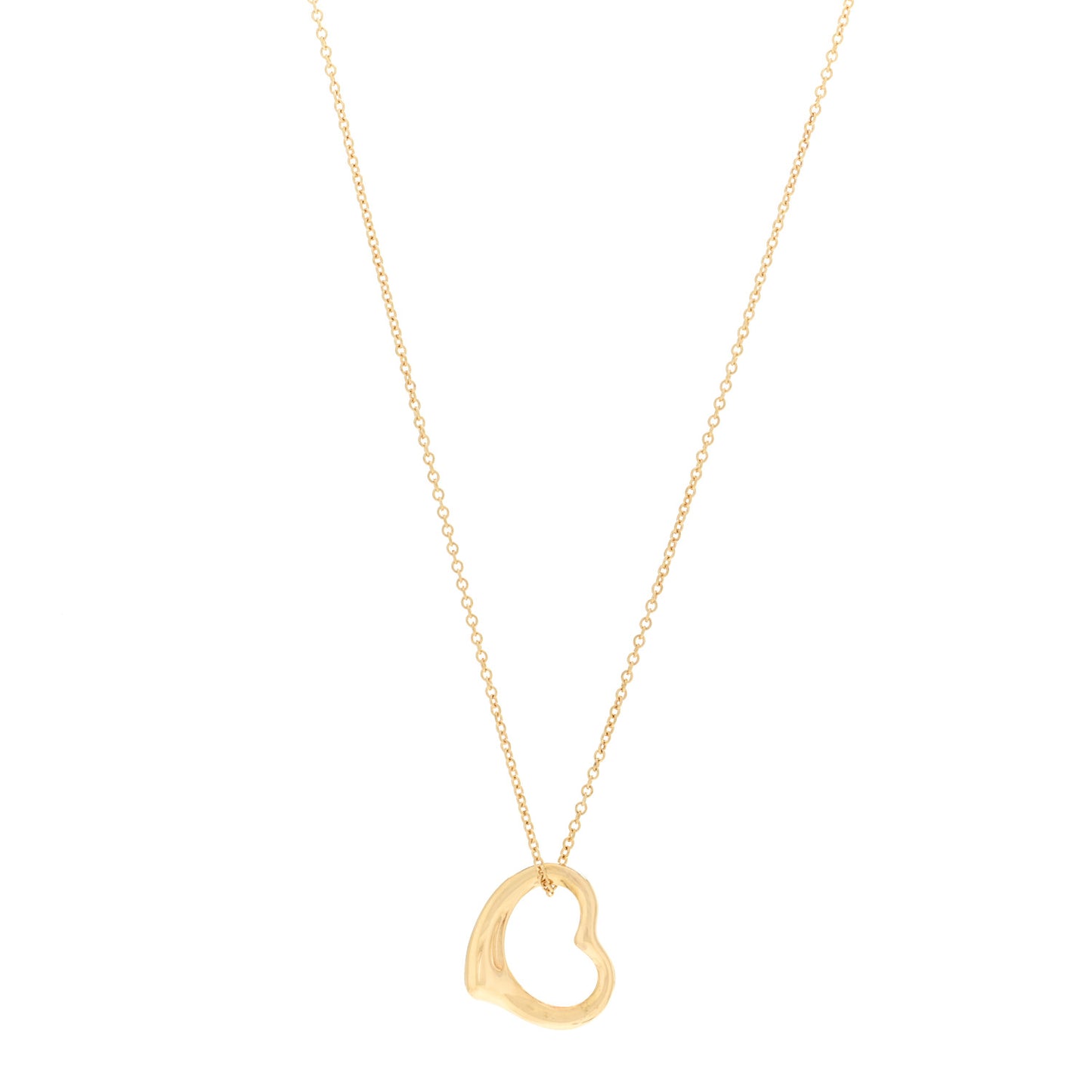 18K Yellow Gold 14mm Elsa Peretti Open Heart Pendant Necklace
