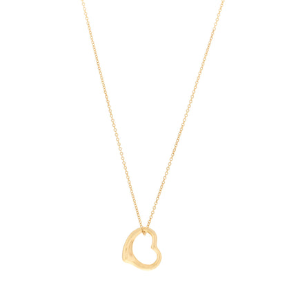 Tiffany 18K Yellow Gold 14mm Elsa Peretti Open Heart Pendant Necklace 1 of 4