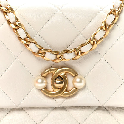 Chanel Glazed Calfskin Quilted Mini Pearl Side Flap White 8 of 11