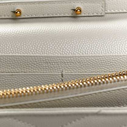 Saint Laurent Grain De Poudre Matelasse Chevron Monogram Chain Wallet Porcellana 7 of 11