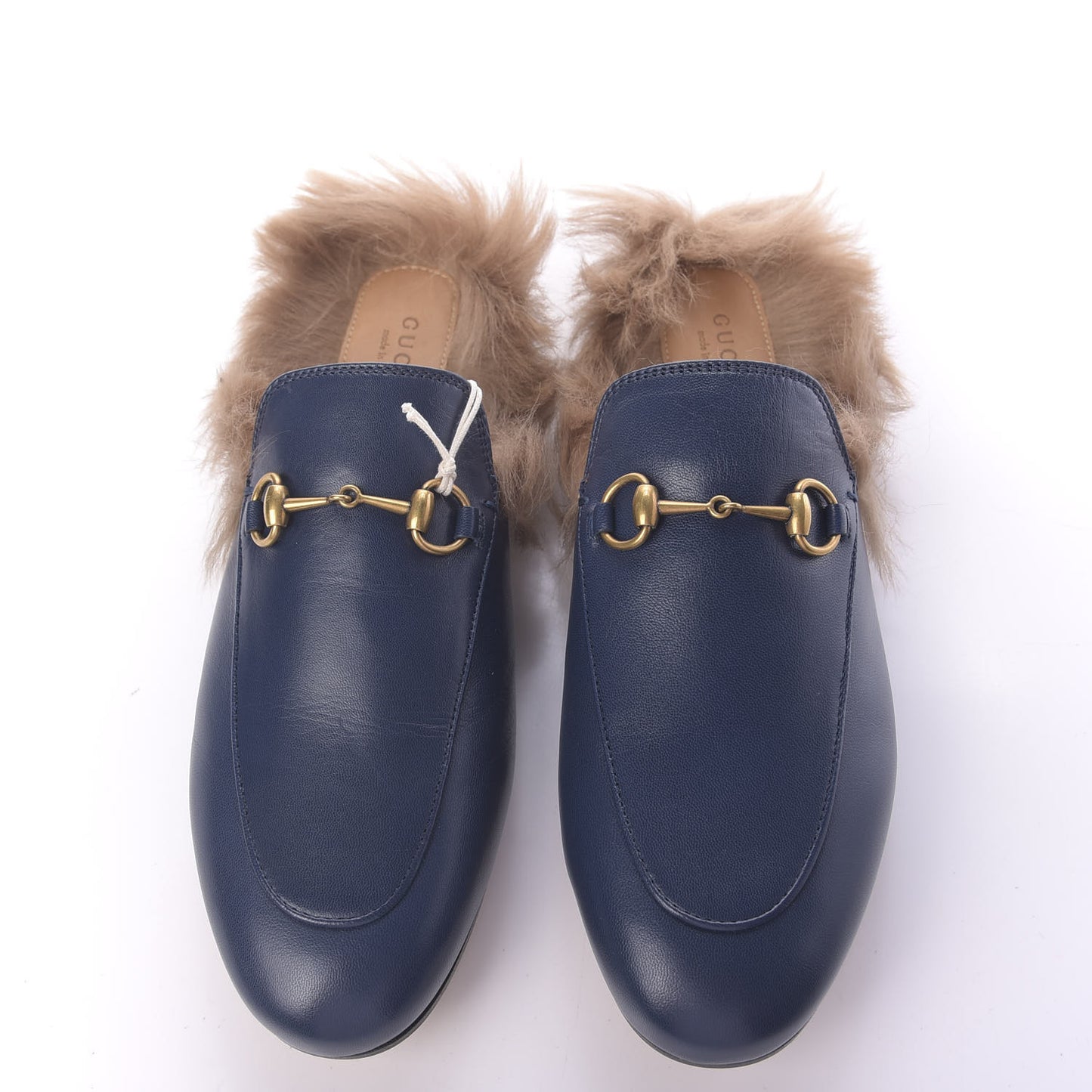 Malaga Kid Fur Womens Princetown Slippers 39 Blue Agata