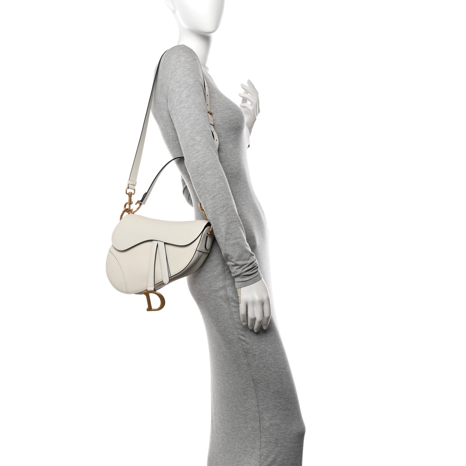 Christian Dior Grained Calfskin Saddle Bag With Strap Latte 2 of 10