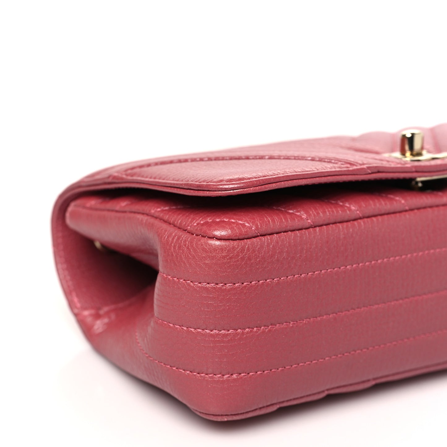 Calfskin Chevron Quilted Mini Statement Flap Pink