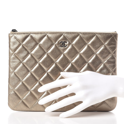 Chanel Metallic Lambskin Quilted Medium Cosmetic Case Gold 2 of 8