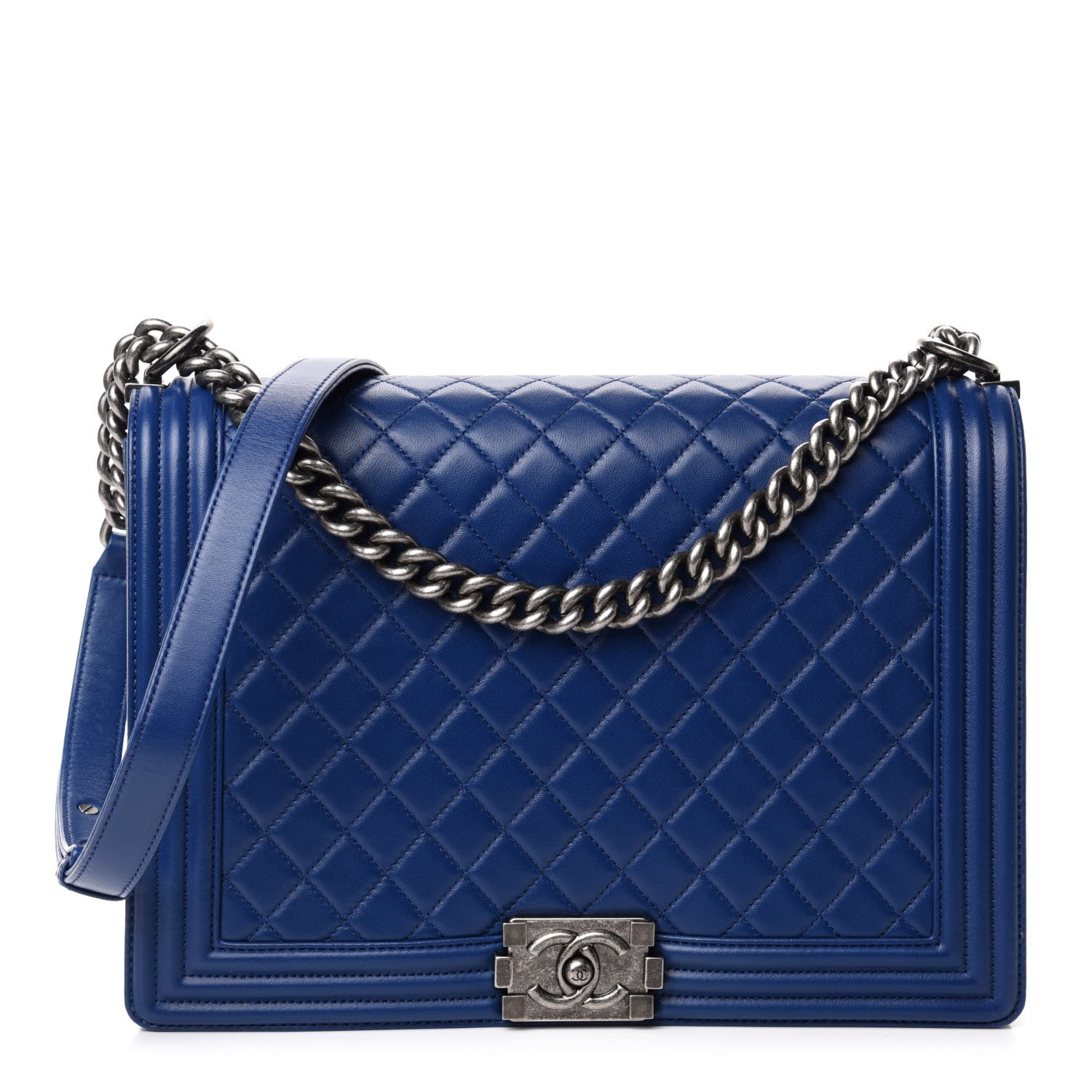 Chanel Lambskin Quilted Large Boy Flap Dark Blue 1 of 12
