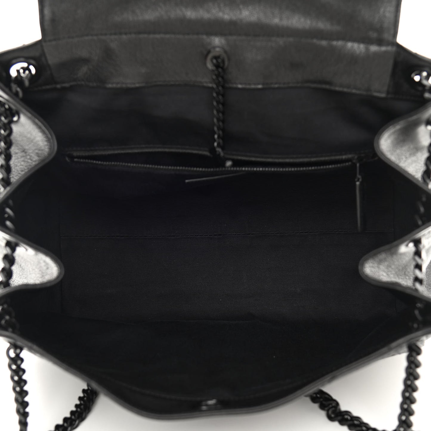 Vintage Lambskin Chevron Monogram Medium Nolita Black