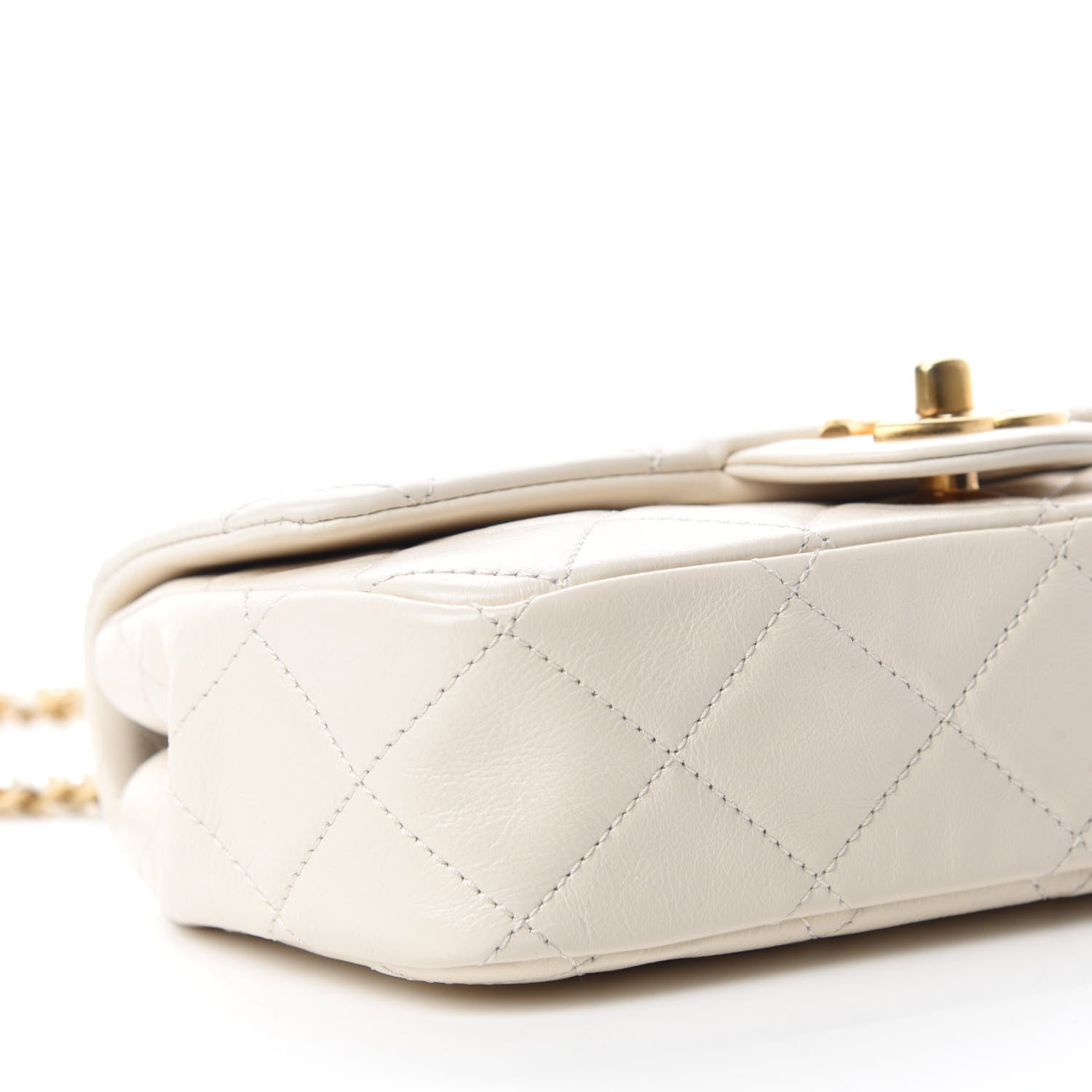 Chanel Calfskin Quilted Mini Crystal Pearls Rectangular Flap White 6 of 10