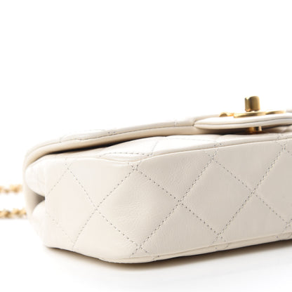Chanel Calfskin Quilted Mini Crystal Pearls Rectangular Flap White 6 of 10