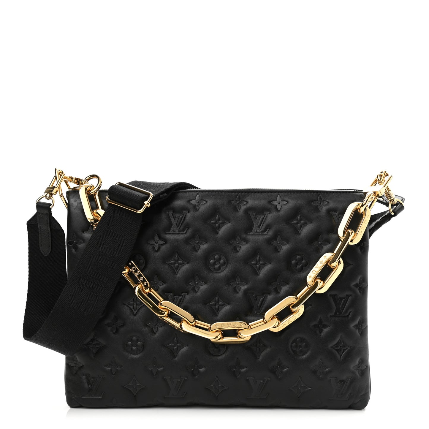 Lambskin Embossed Monogram Coussin MM Black