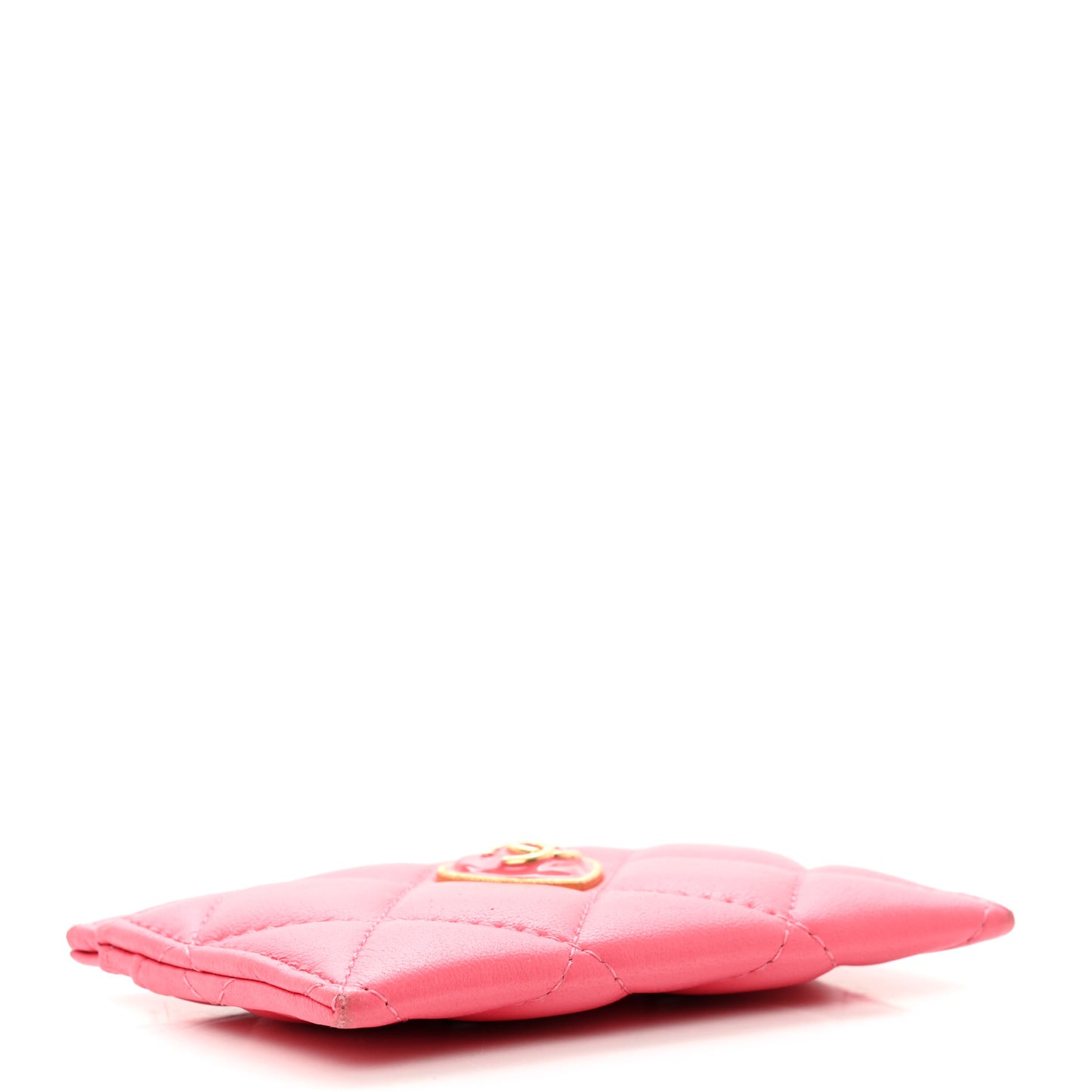 Lambskin Plexiglass Quilted Coco Love Card Holder Pink