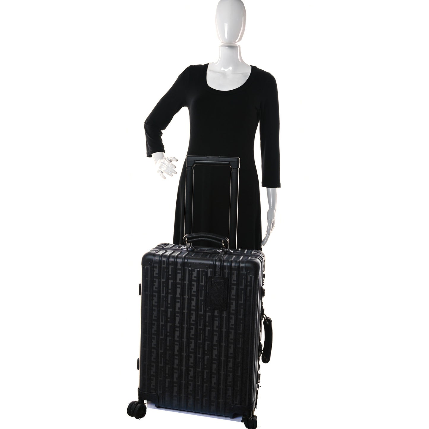 X RIMOWA Aluminum FF Print Roll Away Carry On Luggage Black