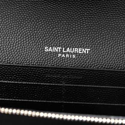 Saint Laurent Calfskin Matelasse Chevron Monogram Flap Wallet Black 6 of 9