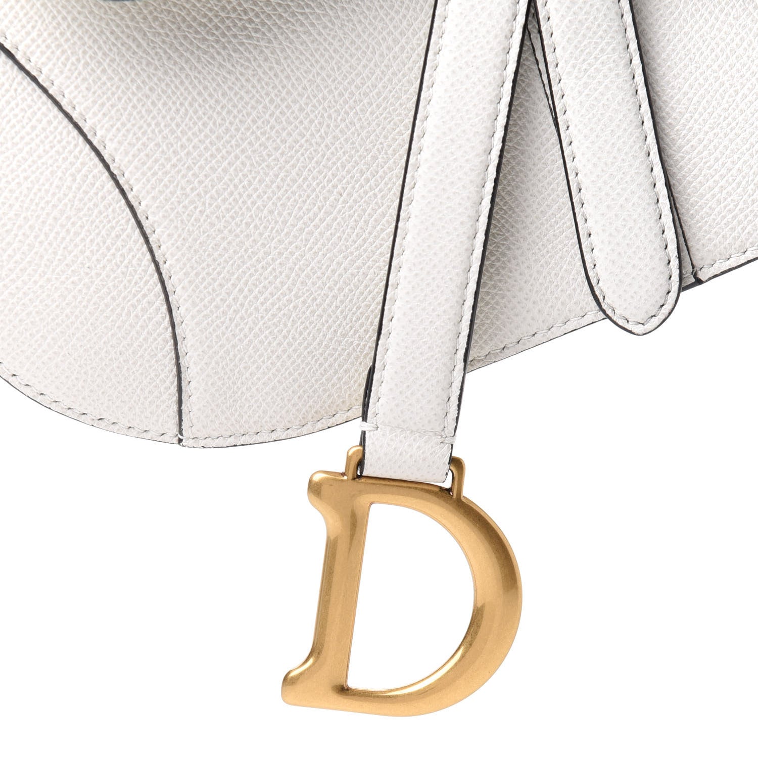 Christian Dior Grained Calfskin Mini Saddle Bag White 7 of 12