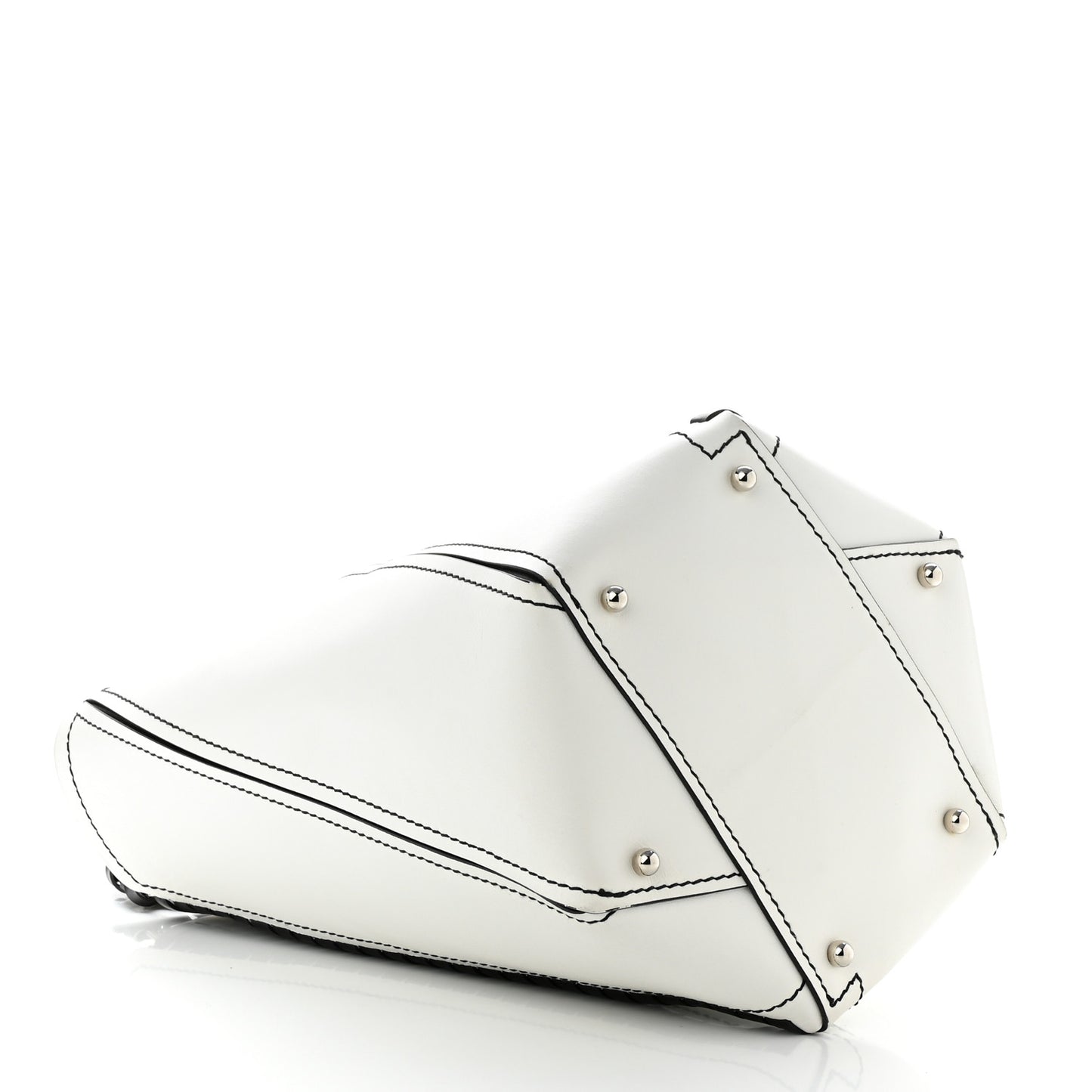 Smooth Calfskin Medium Hex Bucket Bag Black White