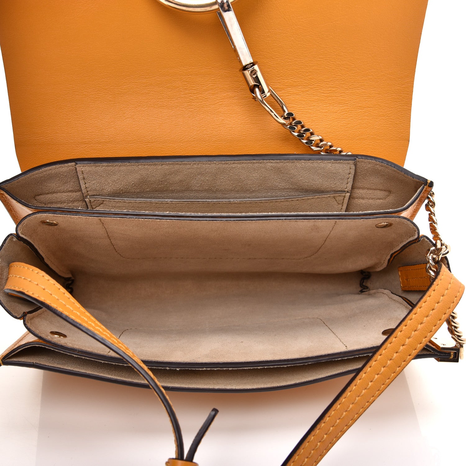 Chloe Suede Calfskin Small Faye Shoulder Bag Mustard Brown 5 of 10