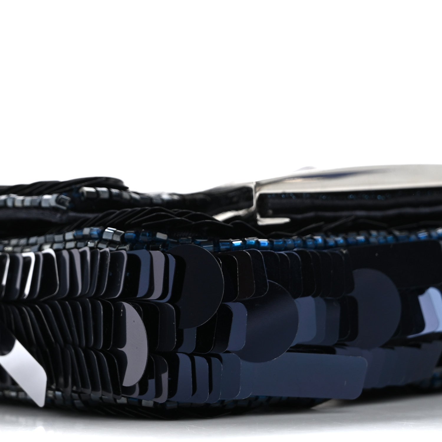 Fendi Sequin Paillettes Shiny Nappa Sex and the City Nano Maxi Buckle Baguette Charm Midnight 10 of 12