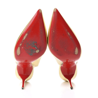 Christian Louboutin Metallic Calfskin Apostrophy 100 Slingback Pumps 39 Gold 6 of 13