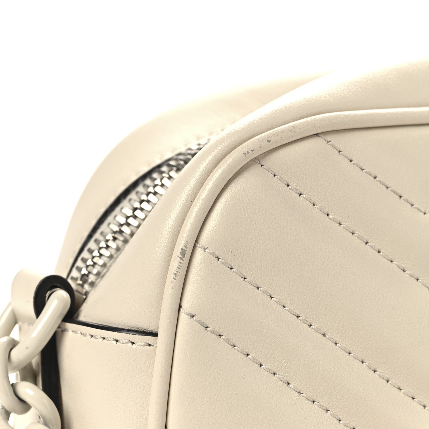 Gucci Calfskin Matelasse Monochrome Small GG Marmont Chain Shoulder Bag Mystic White 12 of 12