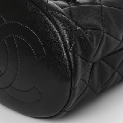 Chanel Lambskin Quilted Pearl Crown Drawstring Bag Black 8 of 8