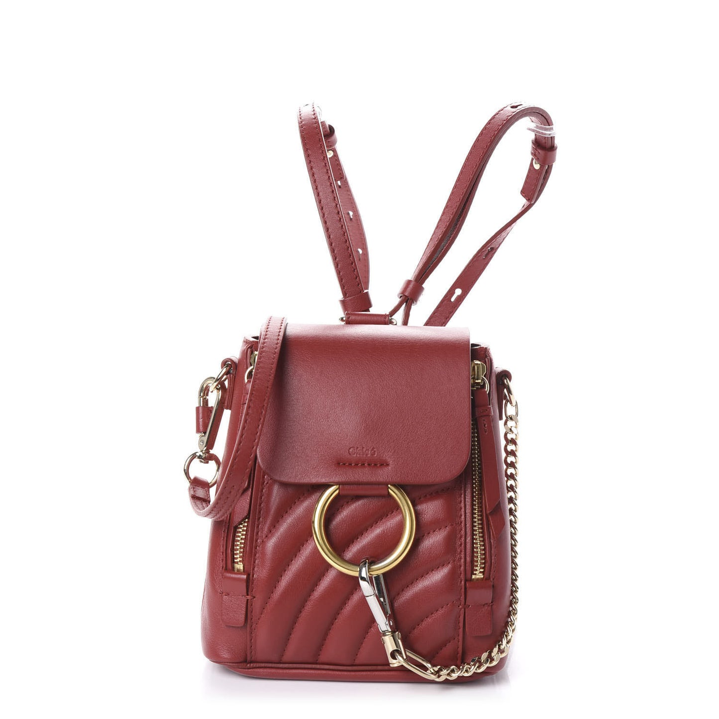 Calfskin Quilted Mini Faye Backpack Dahlia Red