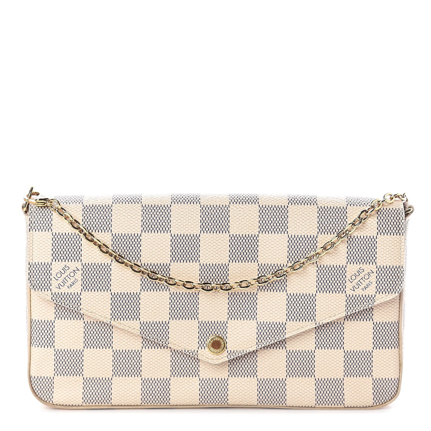 Louis Vuitton Damier Azur Pochette Felicie Chain Wallet Rose Ballerine 1 of 10